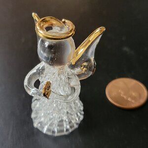 Blown Glass Angel with Gold Halo & Trims, Small 2" Tall Collective Figurine